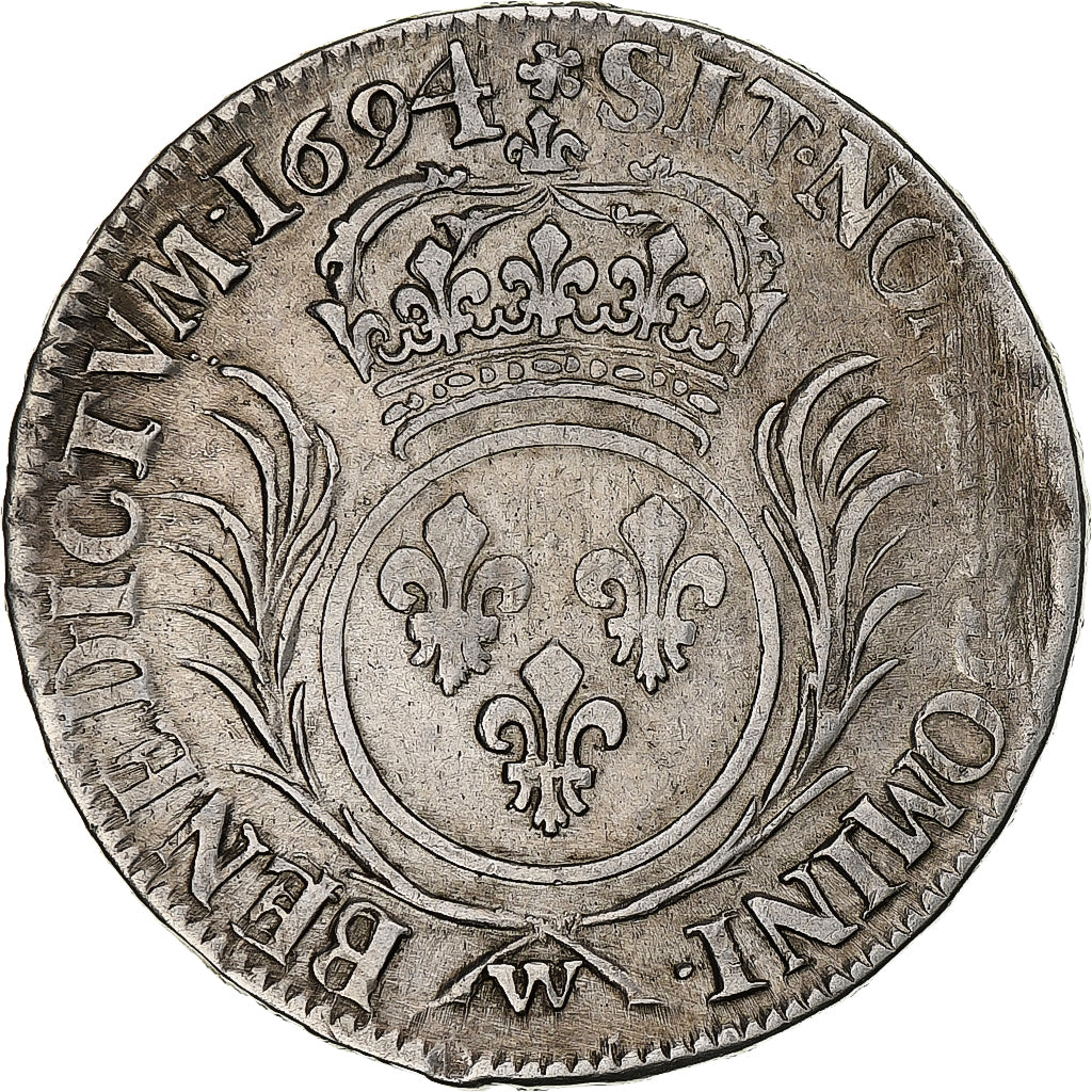France, Louis XIV, 1/2 Ecu aux palmes, 1694, Lille, Flan neuf, Silver