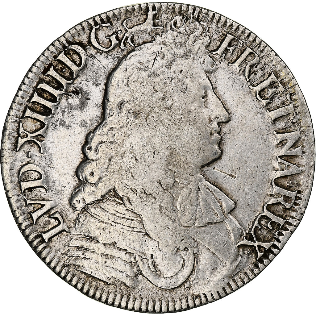 France, Louis XIV, Écu à la cravate, 1673, Bayonne, Silver, VF(30-35)