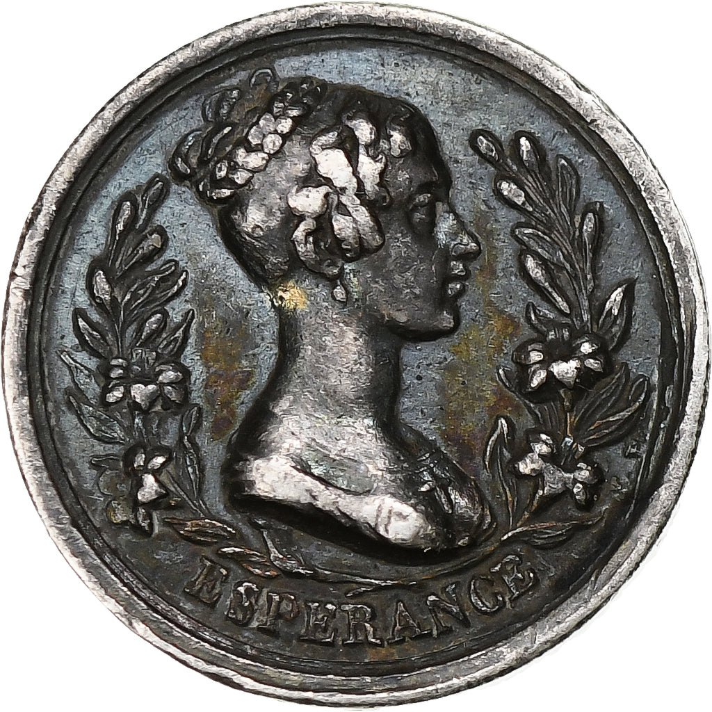 France, Quinaire, Henri V duc de Berry, Regrets & Espérance, AU(50-53), Silver