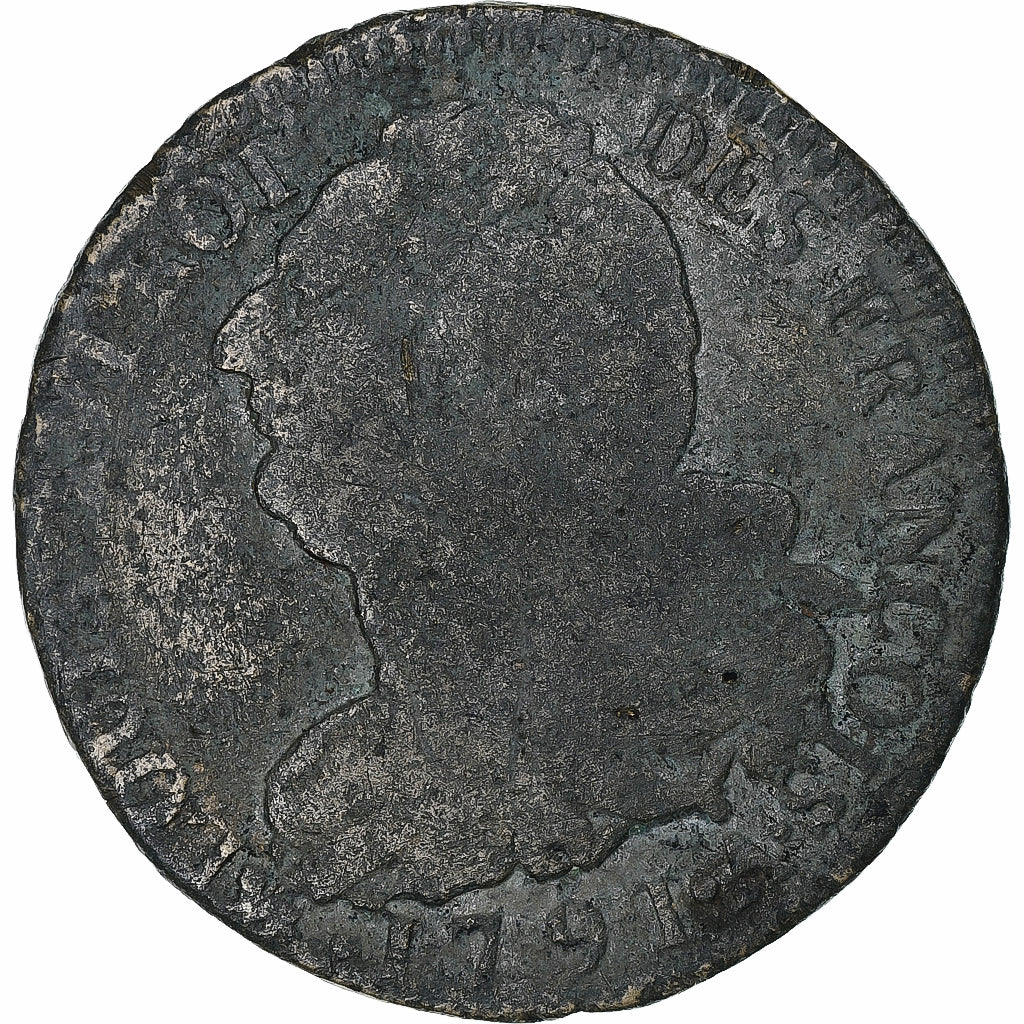 Frankreich, Louis XVI, 2 sols François, 1791 / AN 3, Paris, Métal de cloche