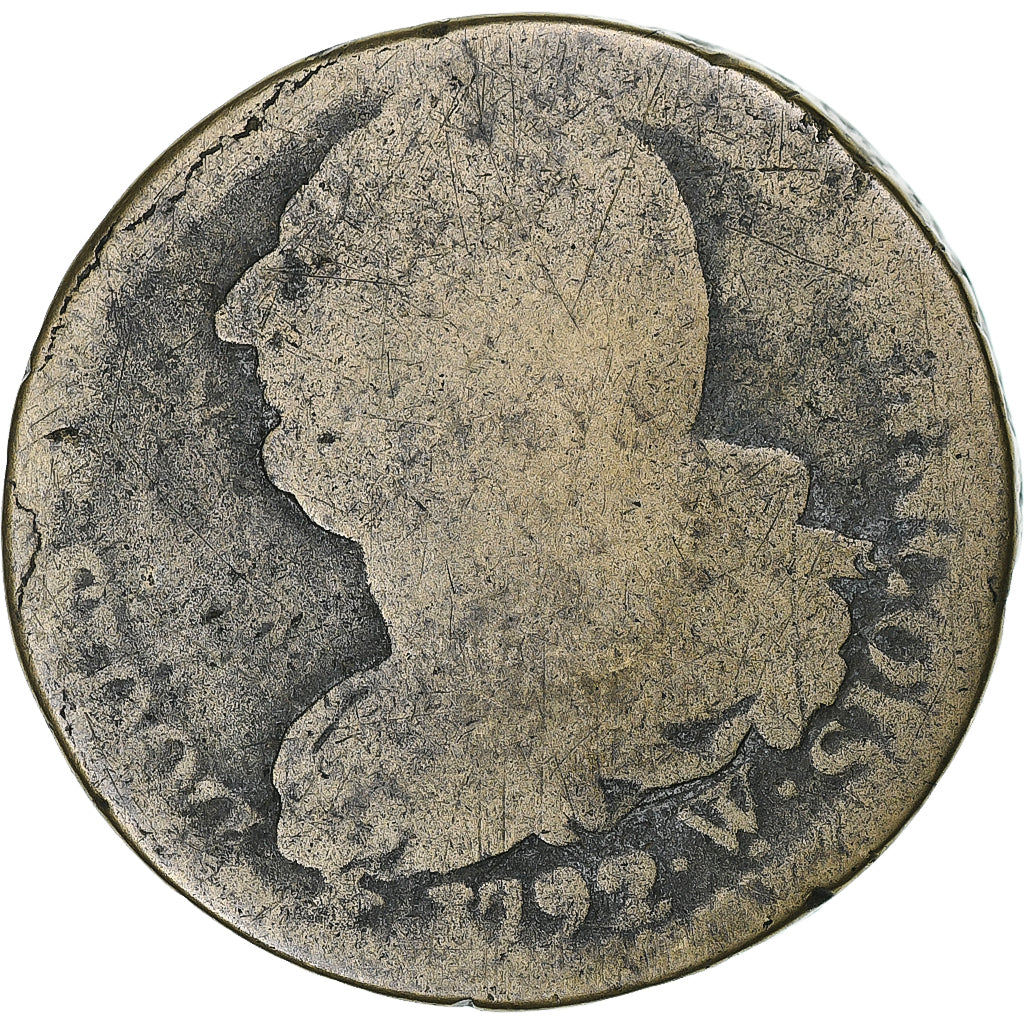 Frankrijk, Louis XVI, 2 sols François, 1792, Arras, Métal de cloche, FR
