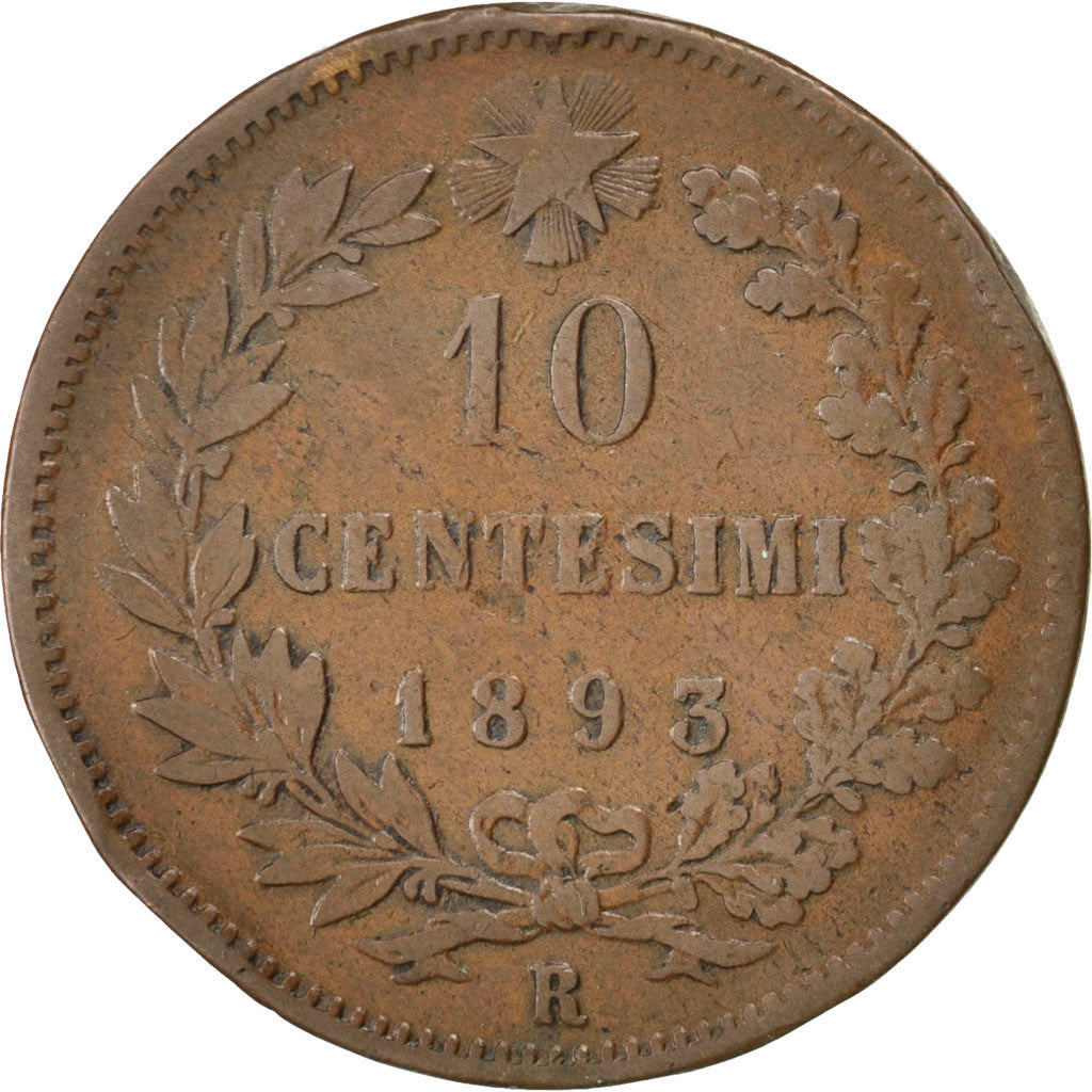 Coin, Italy, Umberto I, 10 Centesimi, 1893, Rome, VF(20-25), Copper, KM:27.2