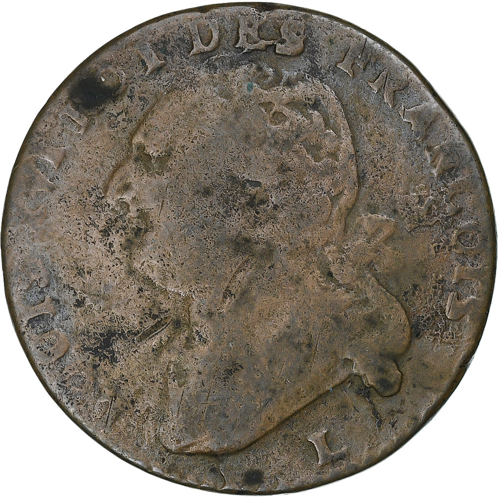 Frankrijk, Louis XVI, 12 deniers françois, 1793, Bayonne, Koper, FR+, KM:600.9