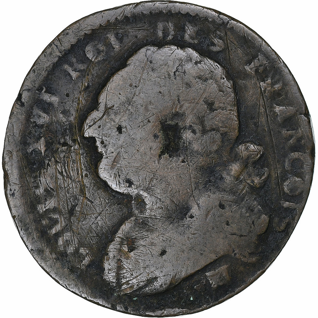 Francia, Louis XVI, 12 deniers françois, 1793·4, Marseille, Cobre, BC+