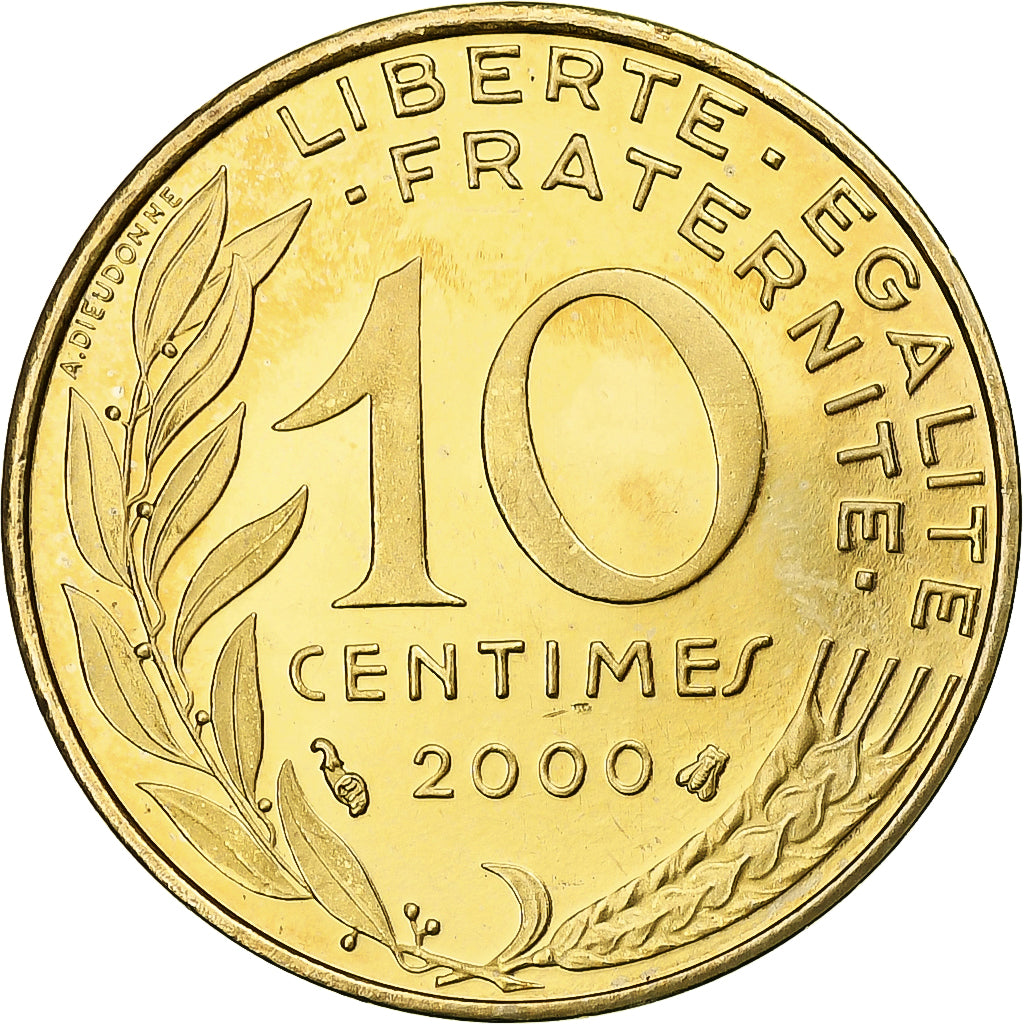 Frankrijk, 10 Centimes, Marianne, 2000, Monnaie de Paris, Proof