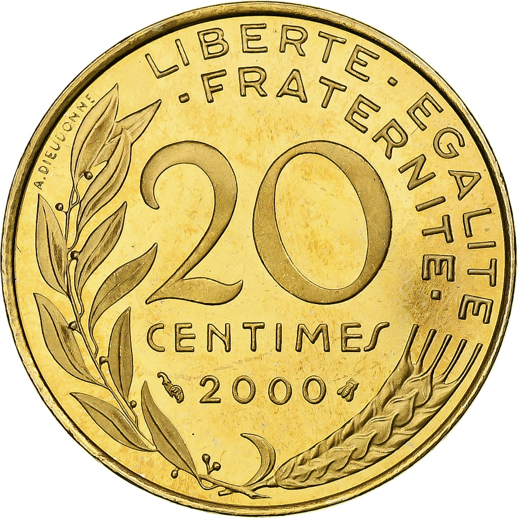 Francia, 20 Centimes, Marianne, 2000, Monnaie de Paris, FS, Alluminio-bronzo