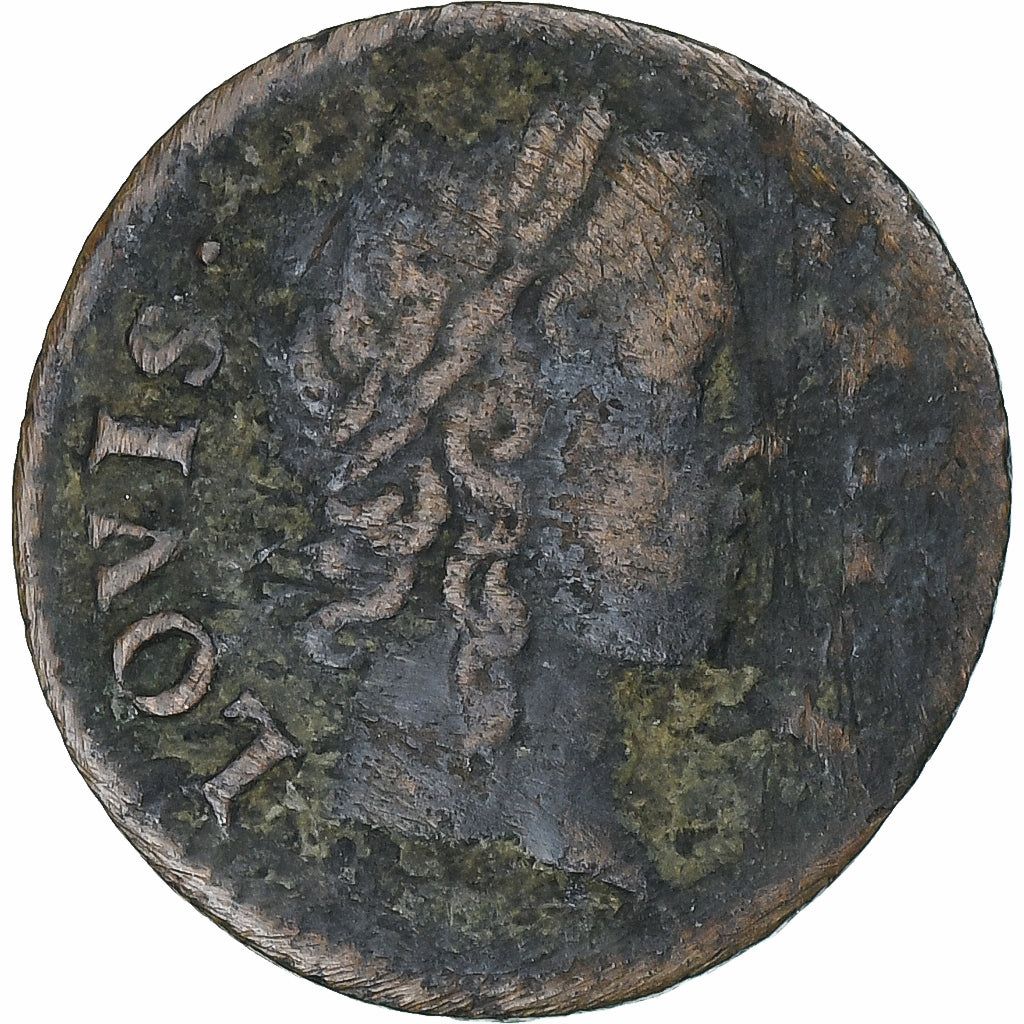 France, Louis XIV, Denier Tournois, 1649, Paris, Copper, VF(30-35), Gadoury:70