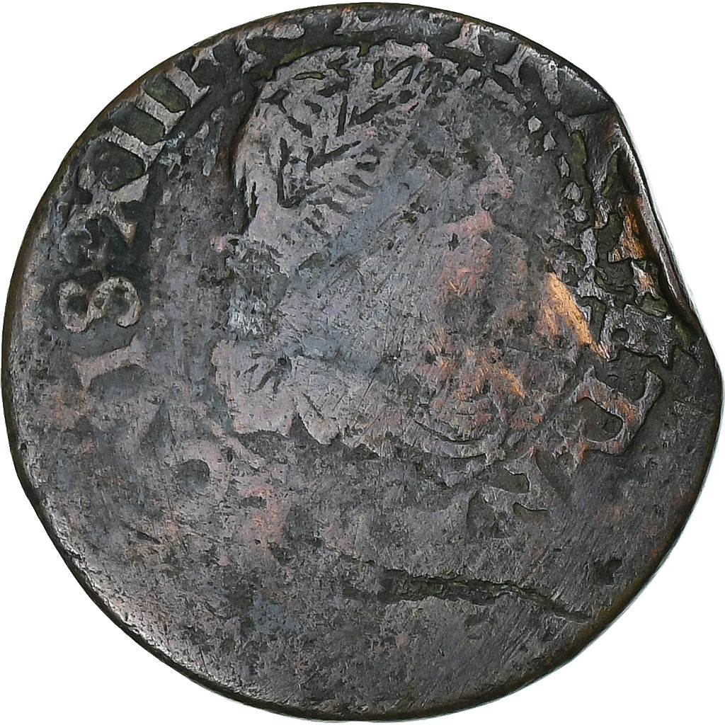 França, Louis XIII, Double Tournois, 164[?], Cobre, VF(20-25)