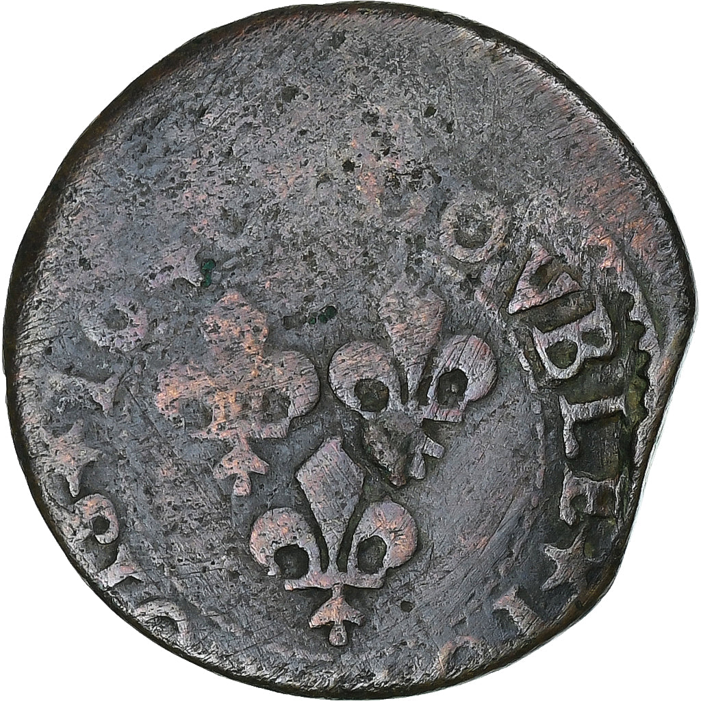França, Louis XIII, Double Tournois, 164[?], Cobre, VF(20-25)