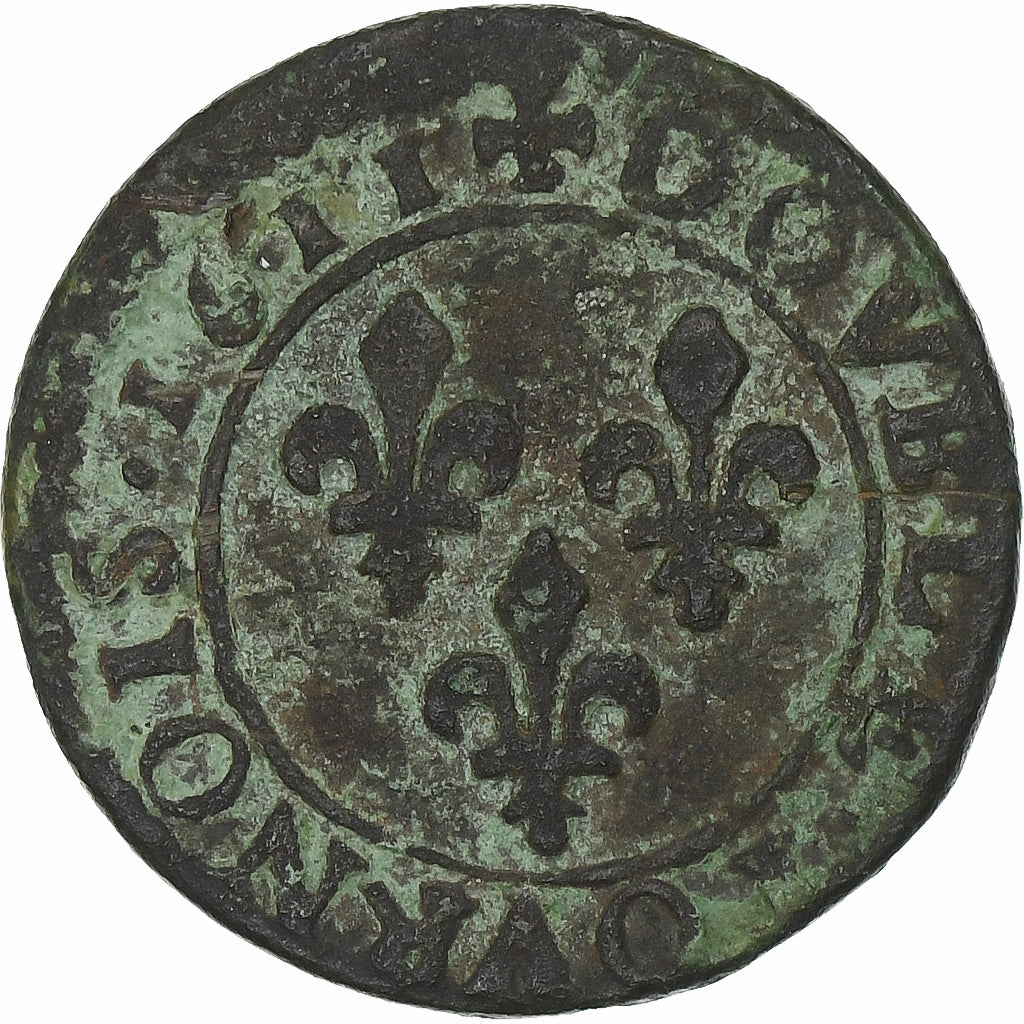 França, Louis XIII, Double Tournois, 1611, Bordeaux, Cobre, F(12-15), Gadoury:6