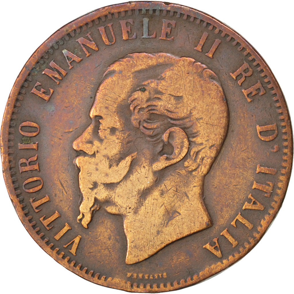 Münze, Italien, Vittorio Emanuele II, 10 Centesimi, 1866, Naples, S, Kupfer