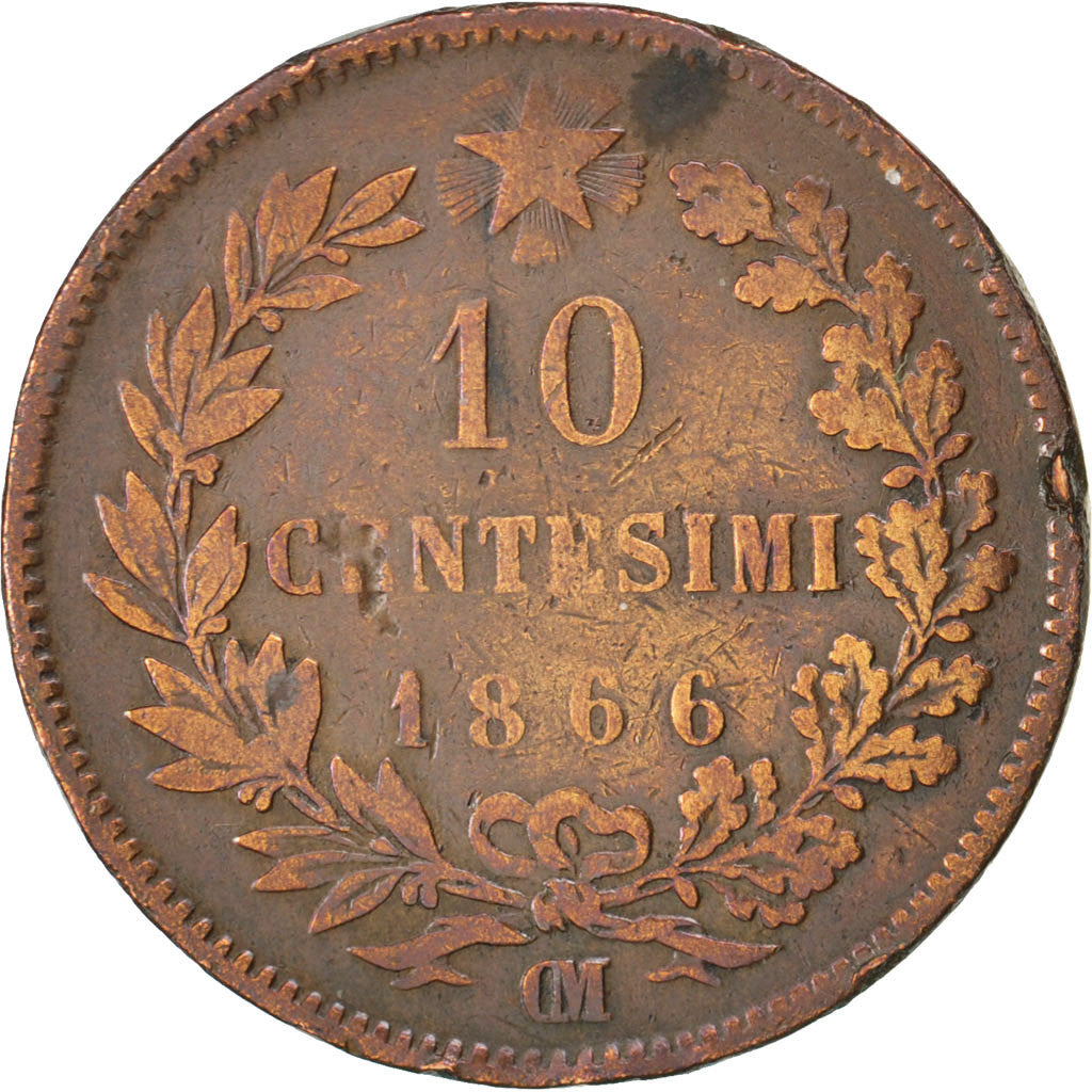 Münze, Italien, Vittorio Emanuele II, 10 Centesimi, 1866, Strasbourg, S