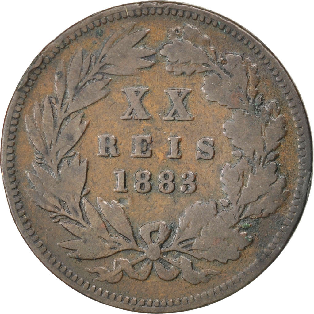 Coin, Portugal, Luiz I, 20 Reis, 1883, F(12-15), Bronze, KM:527