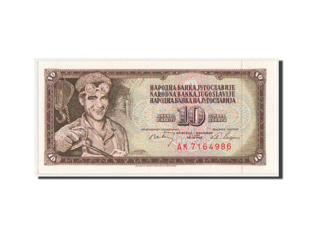 Banconote, Iugoslavia, 10 Dinara, 1968, SPL