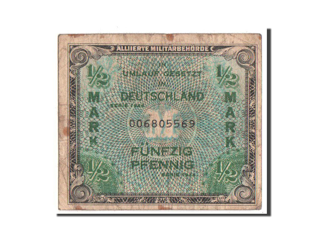 Billete, 1/2 Mark, 1944, Alemania, BC