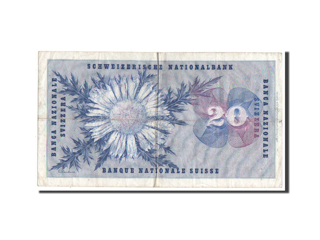 Geldschein, Schweiz, 20 Franken, 1965, S+