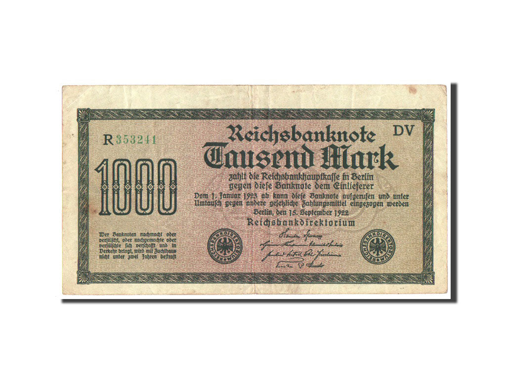 Geldschein, Deutschland, 1000 Mark, 1922, SS