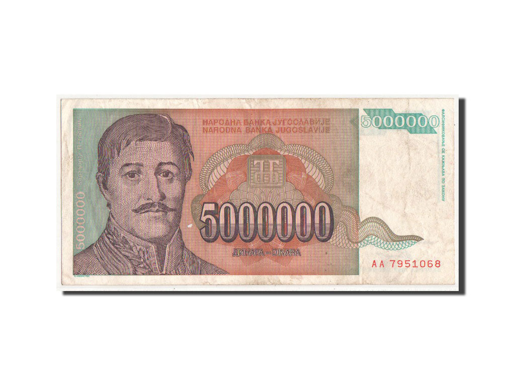 Banconote, Iugoslavia, 5,000,000 Dinara, 1993, BB+