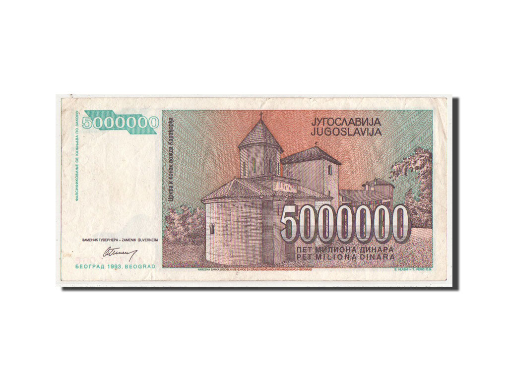 Banconote, Iugoslavia, 5,000,000 Dinara, 1993, BB+