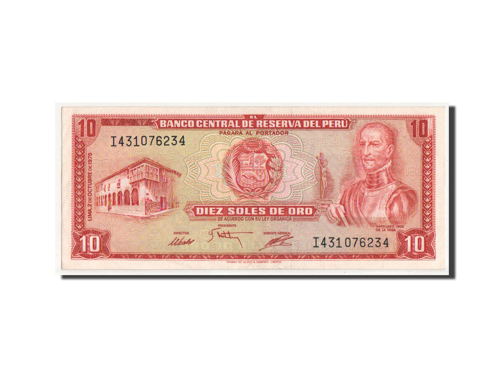 Geldschein, Peru, 10 Soles De Oro, 1975, VZ+