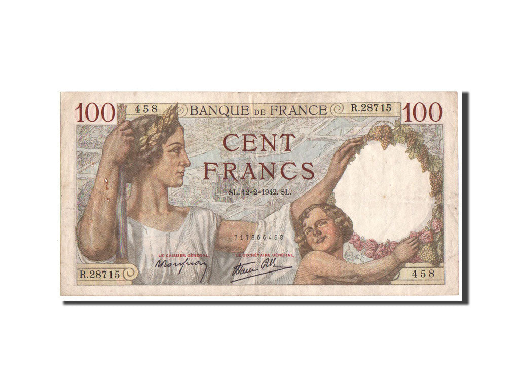 Banknote, France, 100 Francs, 100 F 1939-1942 ''Sully'', 1942, EF(40-45)
