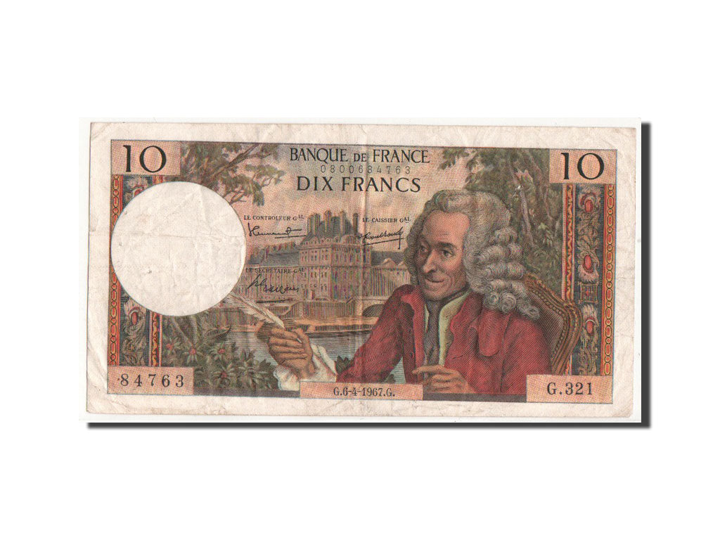 Banknote, France, 10 Francs, 10 F 1963-1973 ''Voltaire'', 1967, EF(40-45)