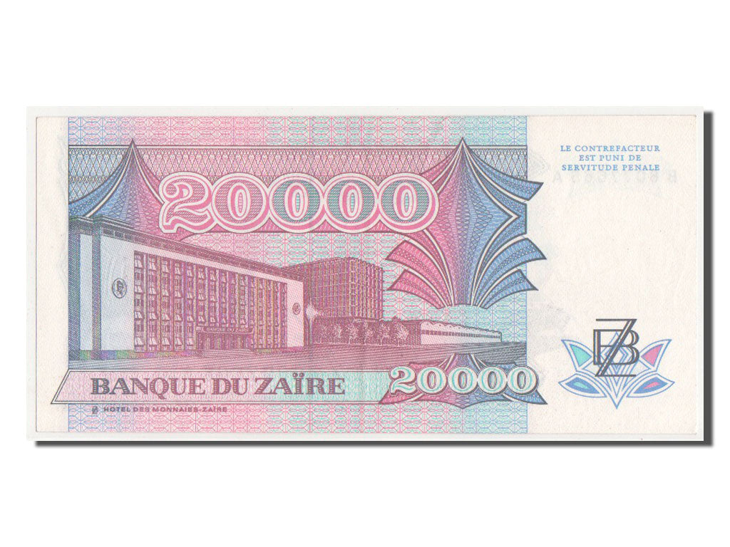 Banknot, Zaire, 20,000 Zaïres, 1991, UNC(64)