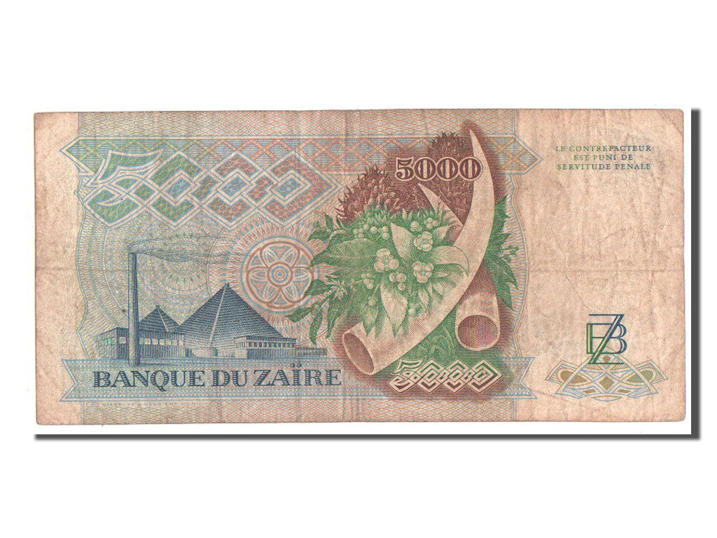 Banconote, Zaire, 5000 Zaïres, 1988, BB