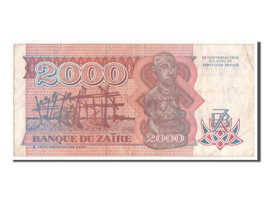 Banconote, Zaire, 2000 Zaïres, 1991, BB