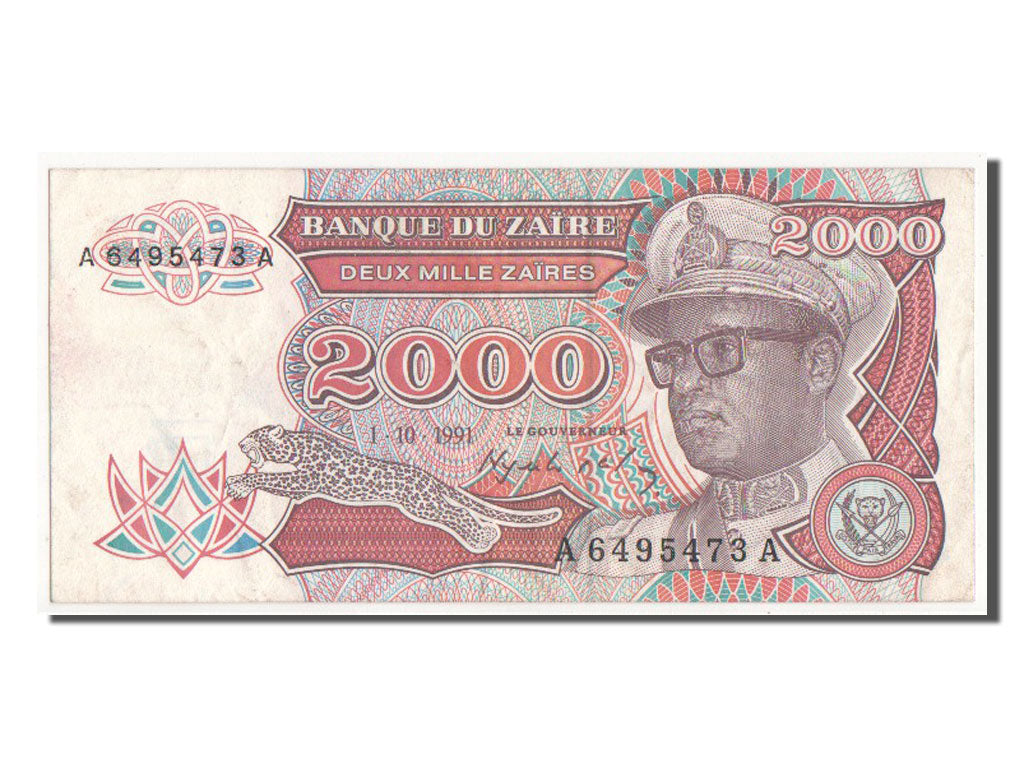 Banknote, Zaire, 2000 Zaïres, 1991, UNC(64)