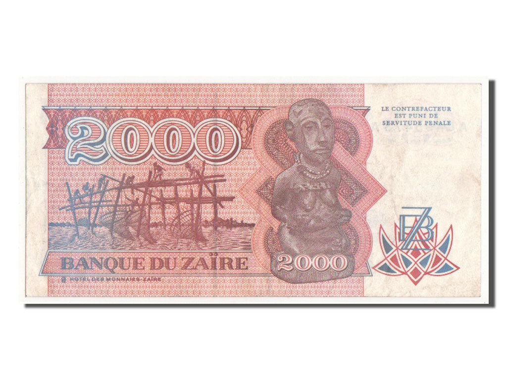 Banknote, Zaire, 2000 Zaïres, 1991, UNC(64)