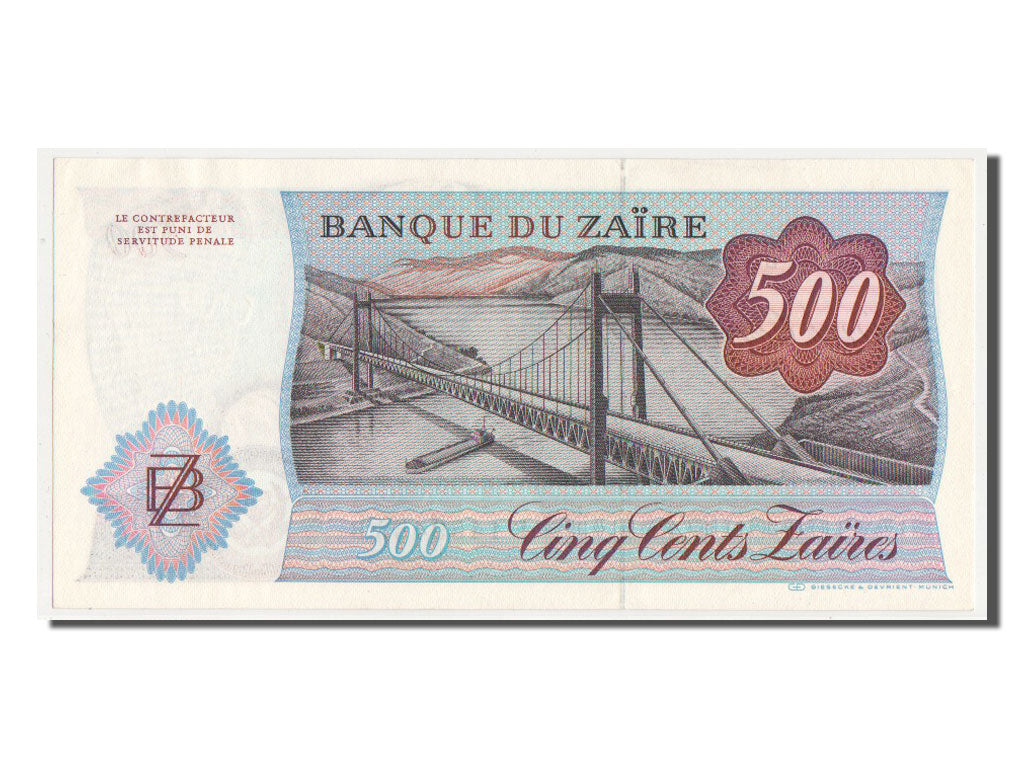 Banconote, Zaire, 500 Zaïres, 1985, SPL+