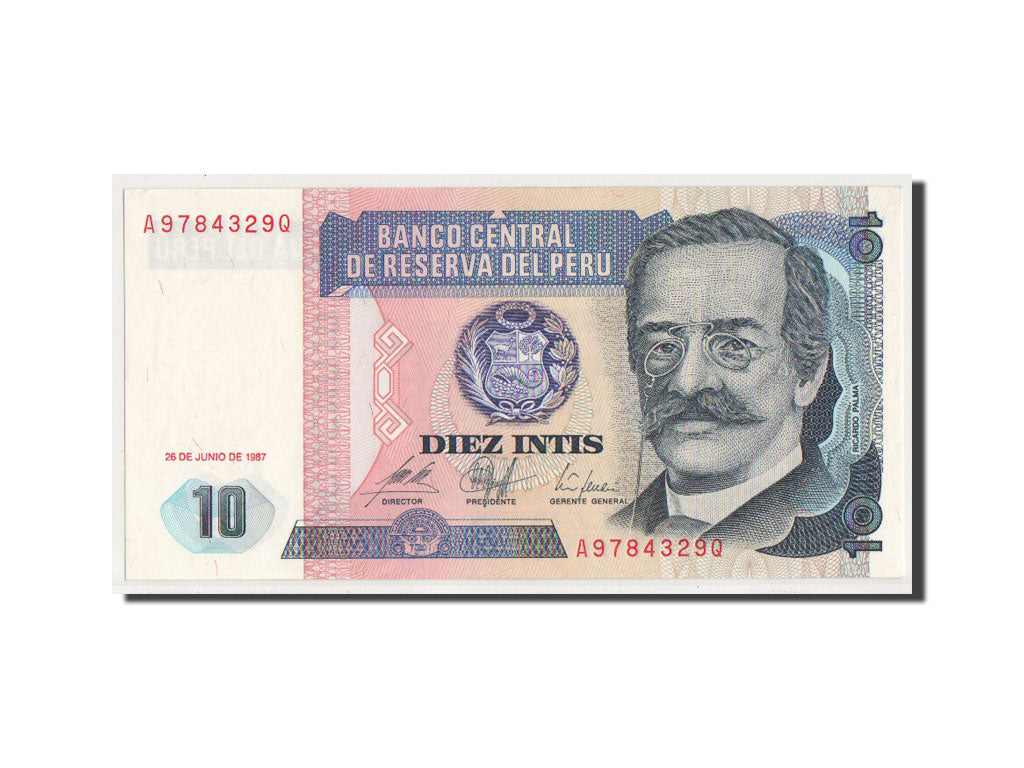 Banconote, Perù, 10 Intis, 1987, SPL+