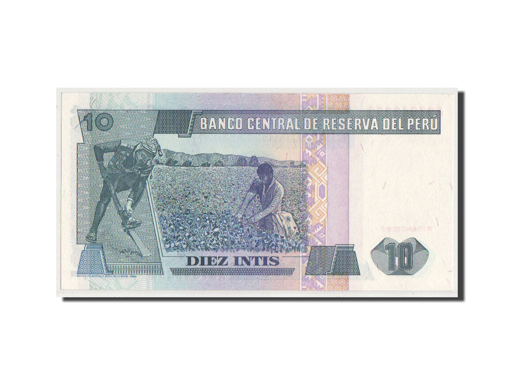 Banconote, Perù, 10 Intis, 1987, SPL+