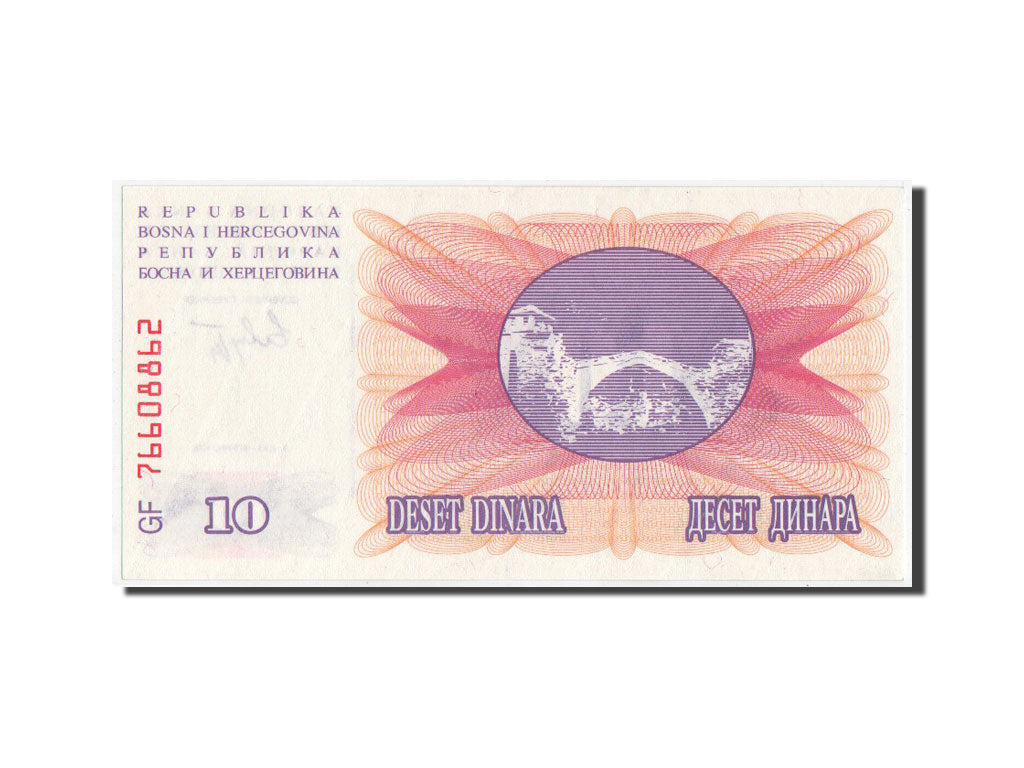Billete, 10 Dinara, 1992, Bosnia - Herzegovina, SC+