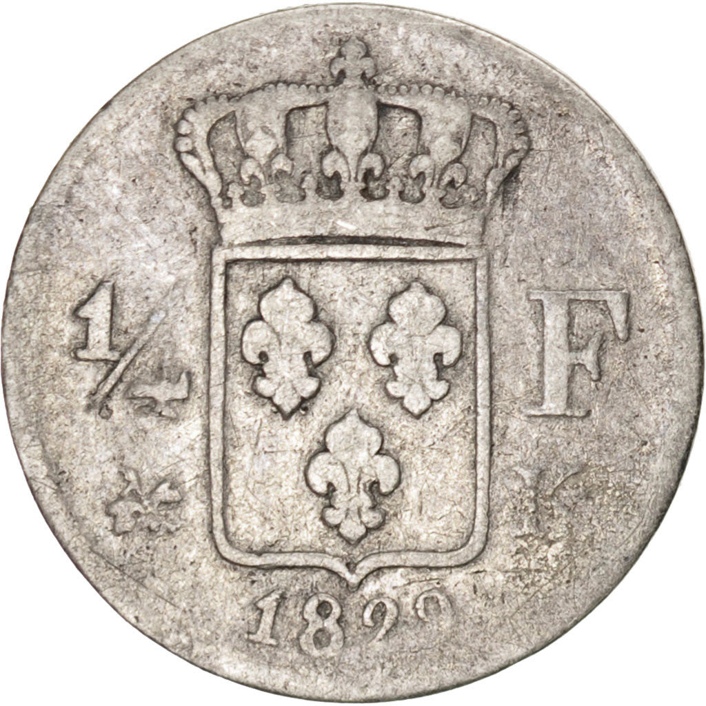 Moneta, Francja, Charles X, 1/4 Franc, 1829, Bordeaux, VF(30-35), Srebro