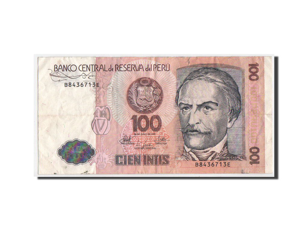 Banconote, Perù, 100 Intis, 1987, MB+
