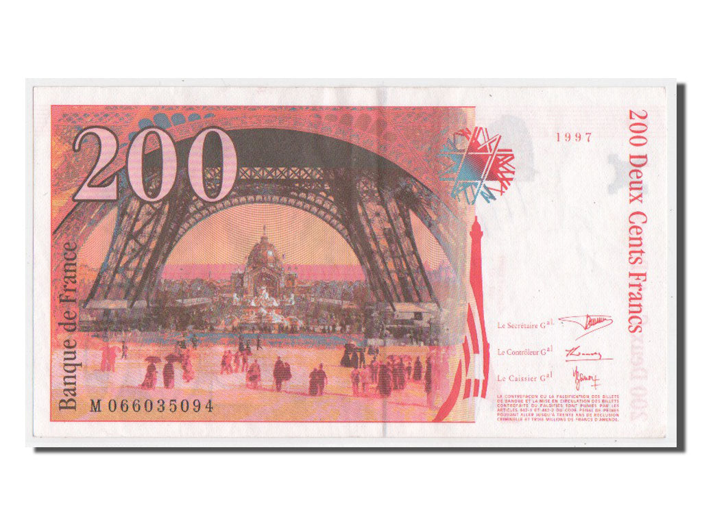 Geldschein, Frankreich, 200 Francs, 1997, KM:159b, VZ, Fayette:75.4b