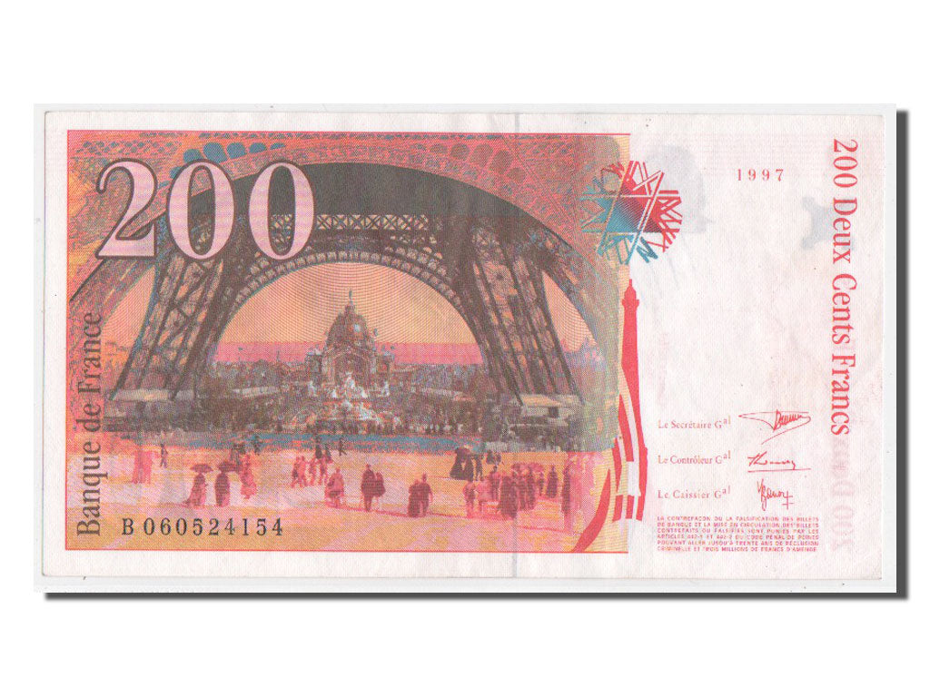 Banknote, France, 200 Francs, 200 F 1995-1999 ''Eiffel'', 1997, AU(50-53)