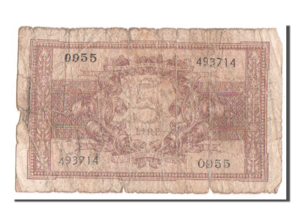 Geldschein, Italien, 5 Lire, 1944, SGE