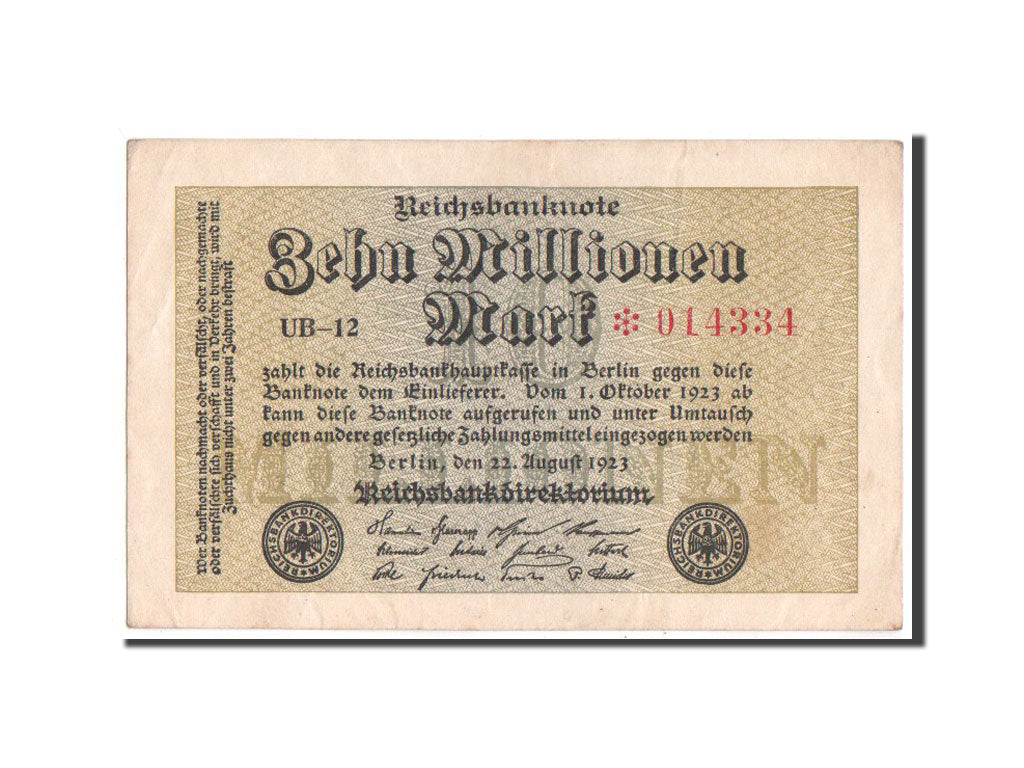 Banknote, Germany, 10 Millionen Mark, 1923, AU(55-58)