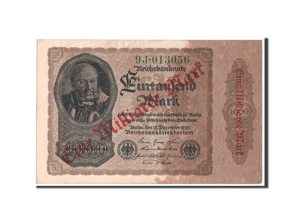 Banknote, Germany, 1 Milliarde Mark on 1000 Mark, 1922, AU(55-58)