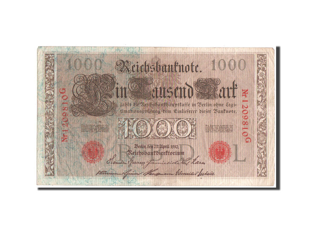 Billete, 1000 Mark, 1910, Alemania, MBC+