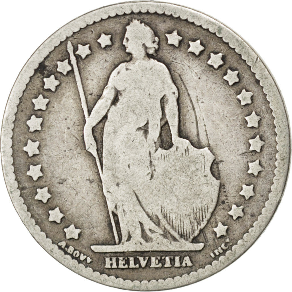Coin, Switzerland, Franc, 1876, Bern, F(12-15), Silver, KM:24