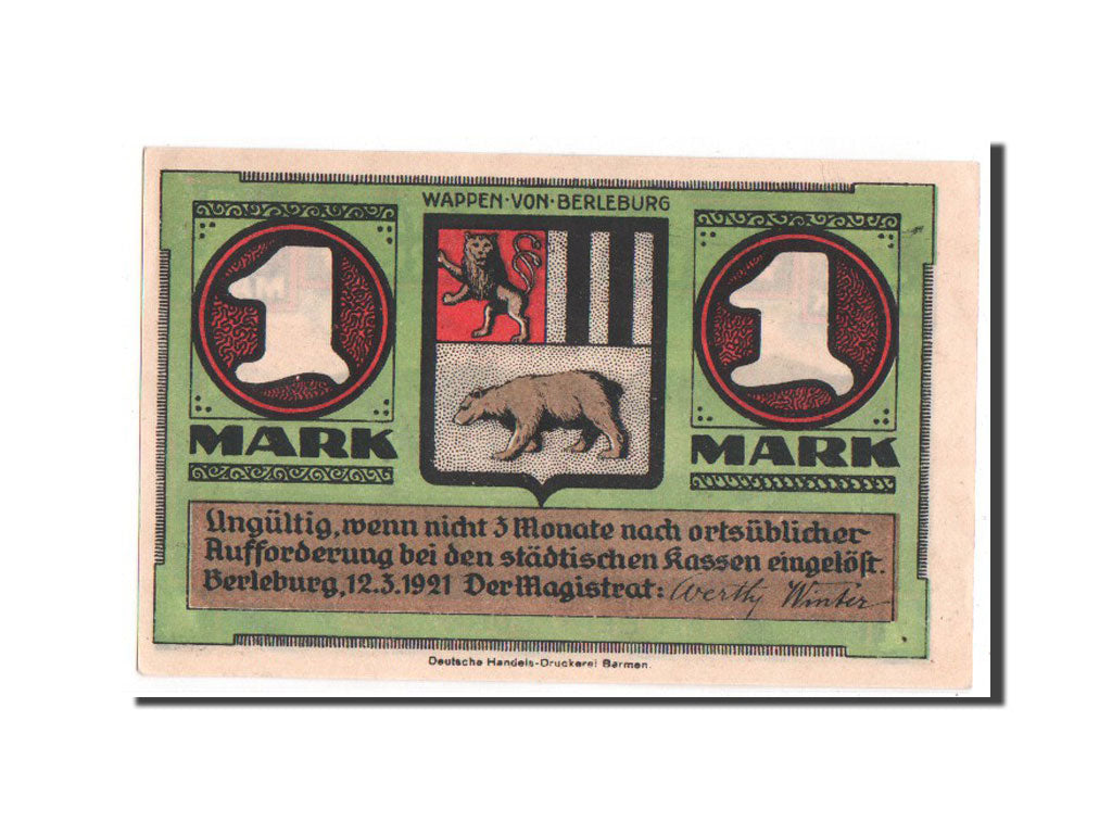 Billet, Allemagne, Berleburg Stadt, 1 Mark, 1921, NEUF, Mehl:80.1