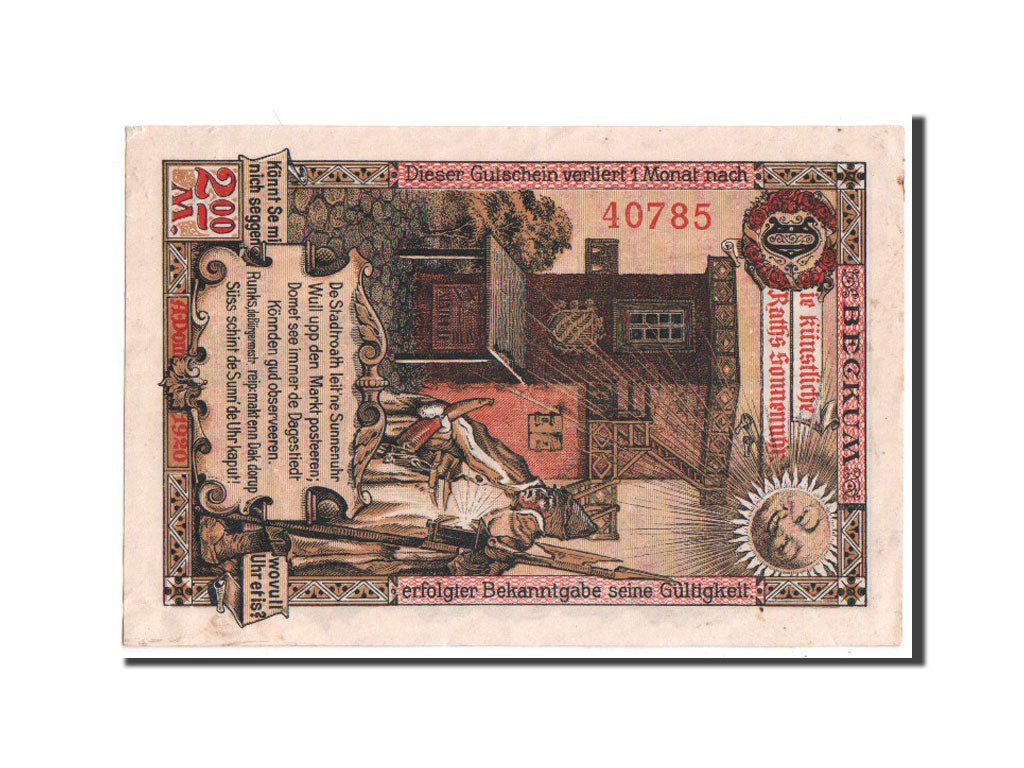 Billete, Alemania, Beckum Stadt, 2 Mark, 1920, EBC, Mehl:68.2