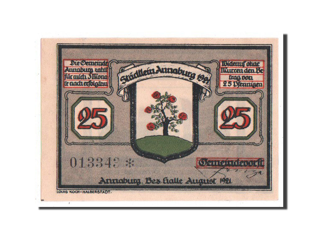Banknote, Germany, Annaburg Stadt, 25 Pfennig, 1921, 1921-08-01, UNC(64)