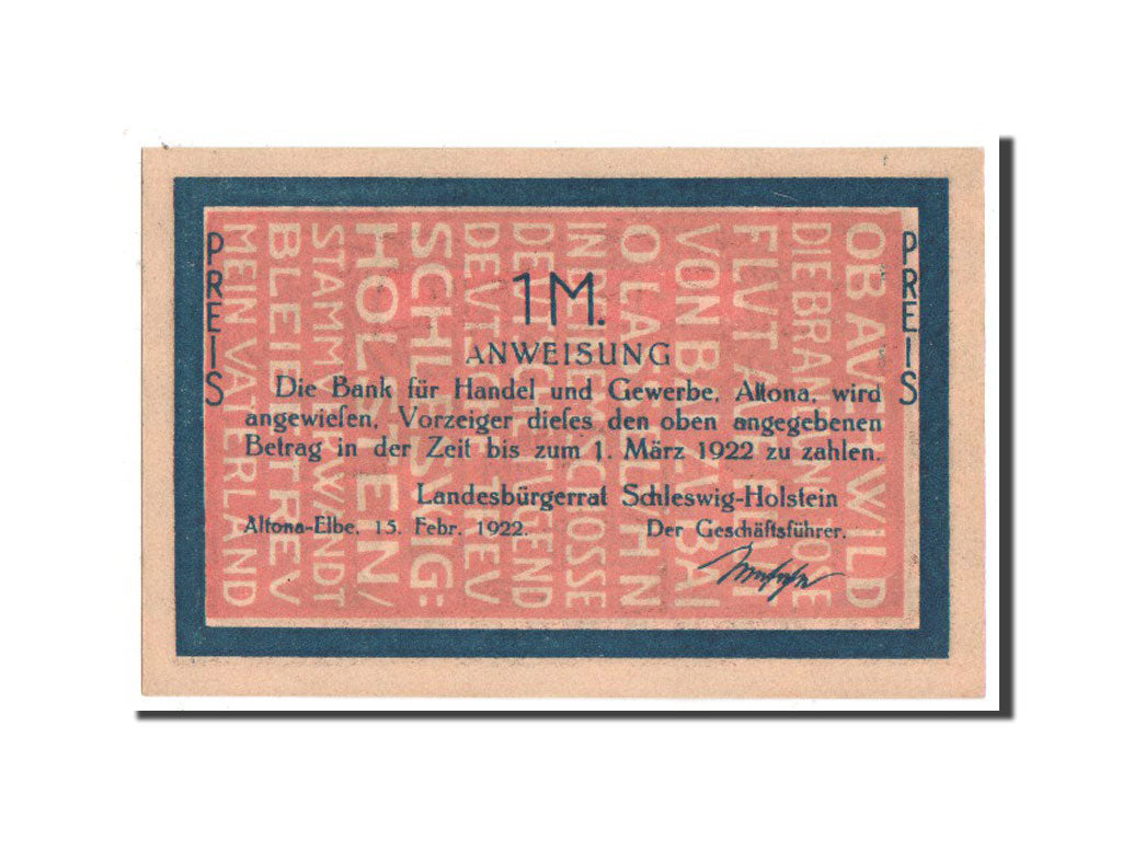 Banknote, Germany, Altona, 1 Mark, 1922, UNC(63), Mehl:29.1