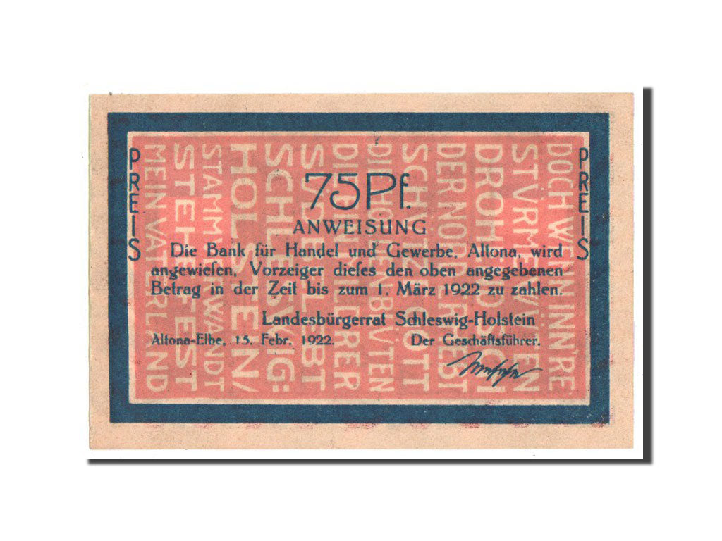 Banknote, Germany, Altona, 75 Pfennig, 1922, UNC(63), Mehl:29.1