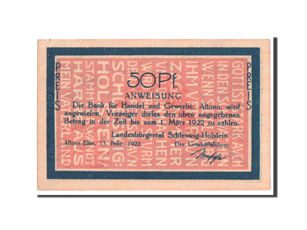 Banknote, Germany, Altona, 50 Pfennig, 1922, UNC(63), Mehl:29.1